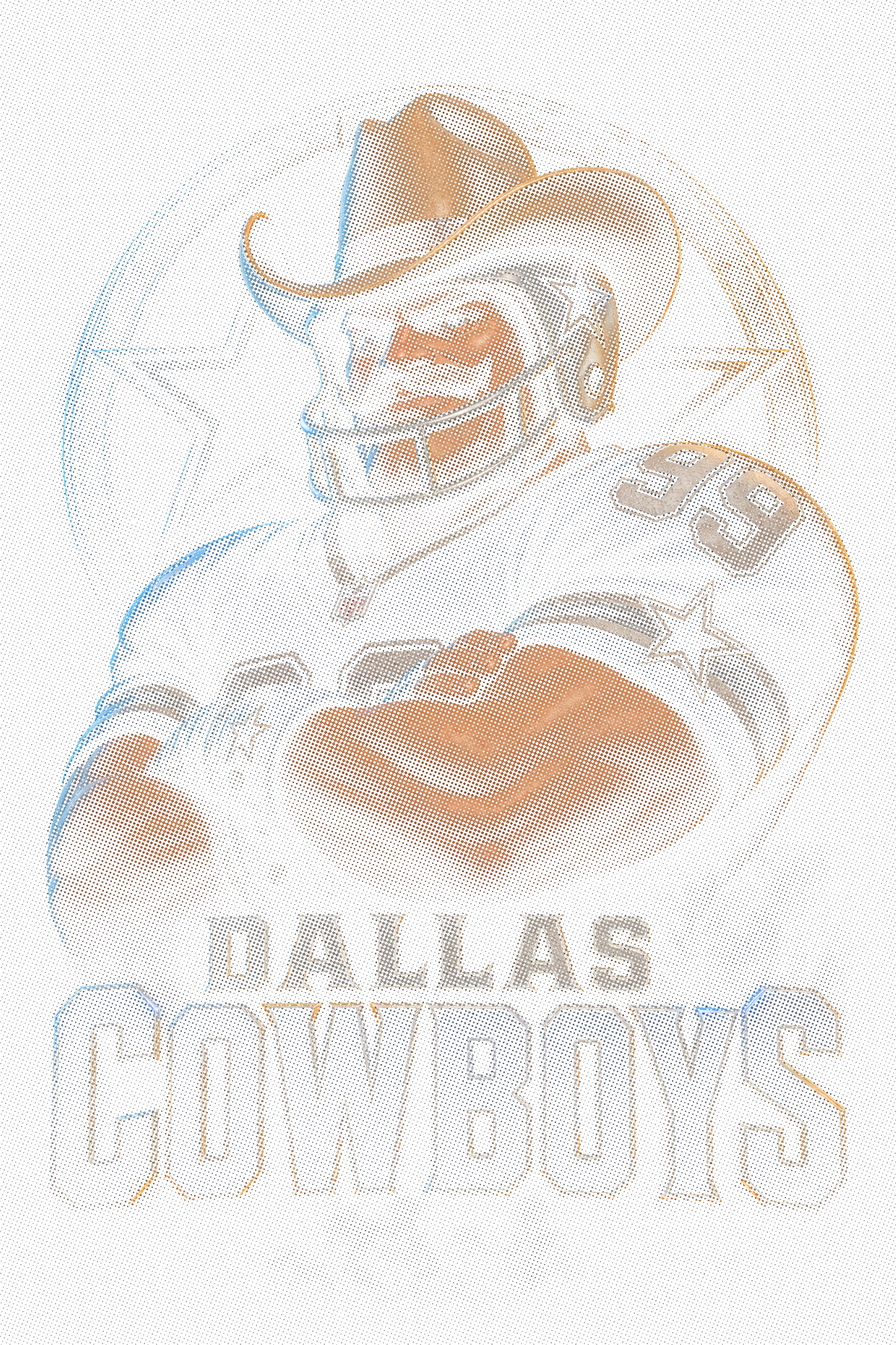 Dallas Cowboys Gridiron Halftone (Black Background)