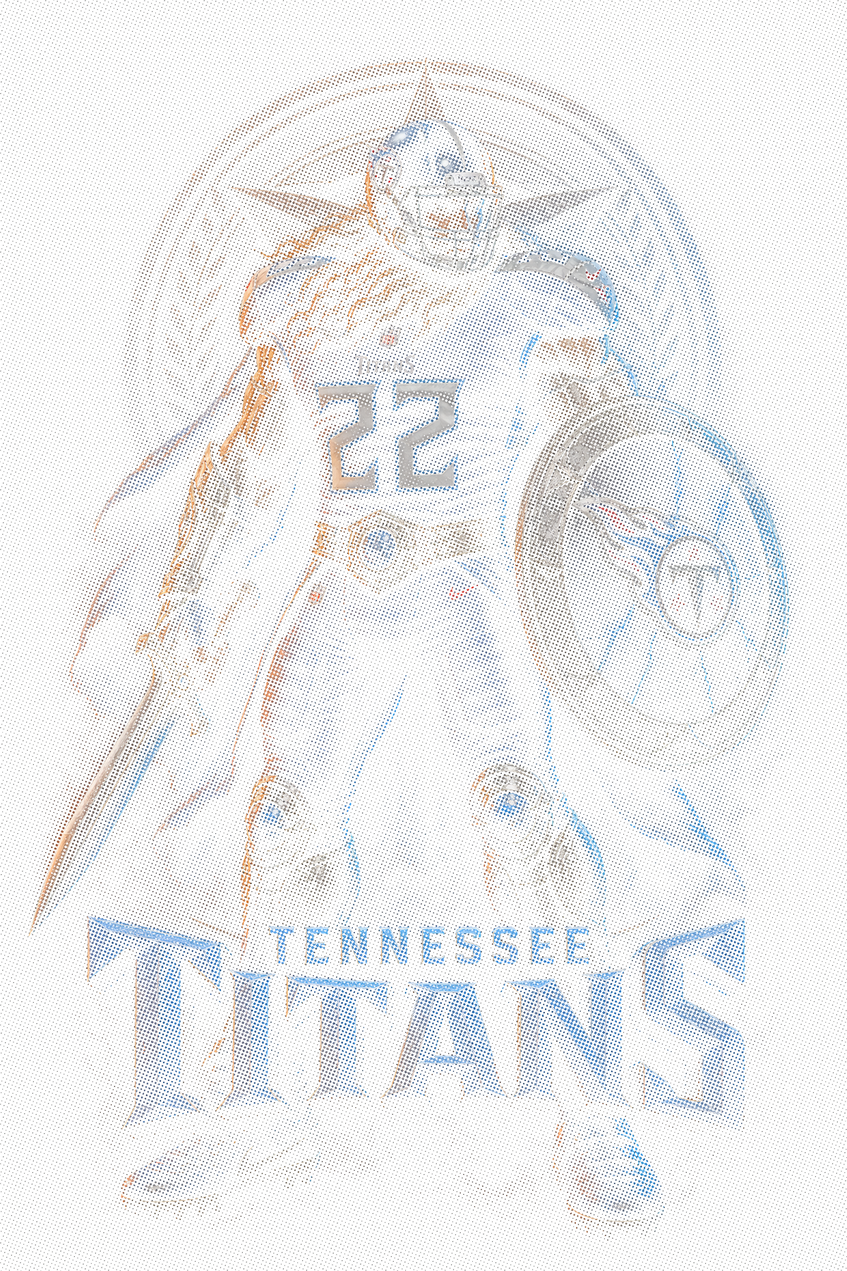 Tennessee Titans Gridiron Halftone (Black Background)