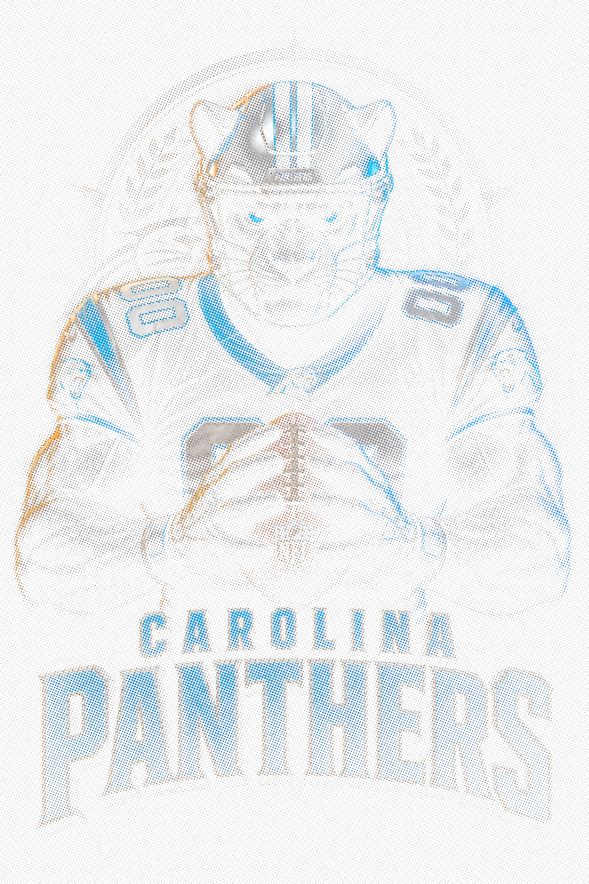 Carolina Panthers Gridiron Halftone (Black Background)