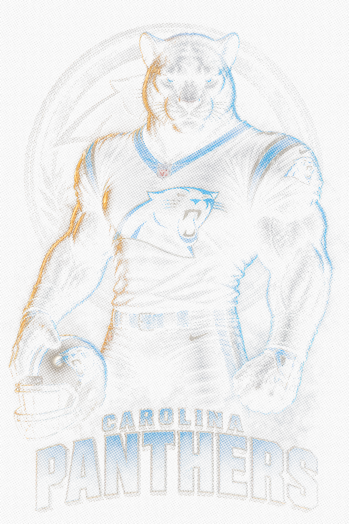 Carolina Panthers Gridiron Halftone (Black Background)