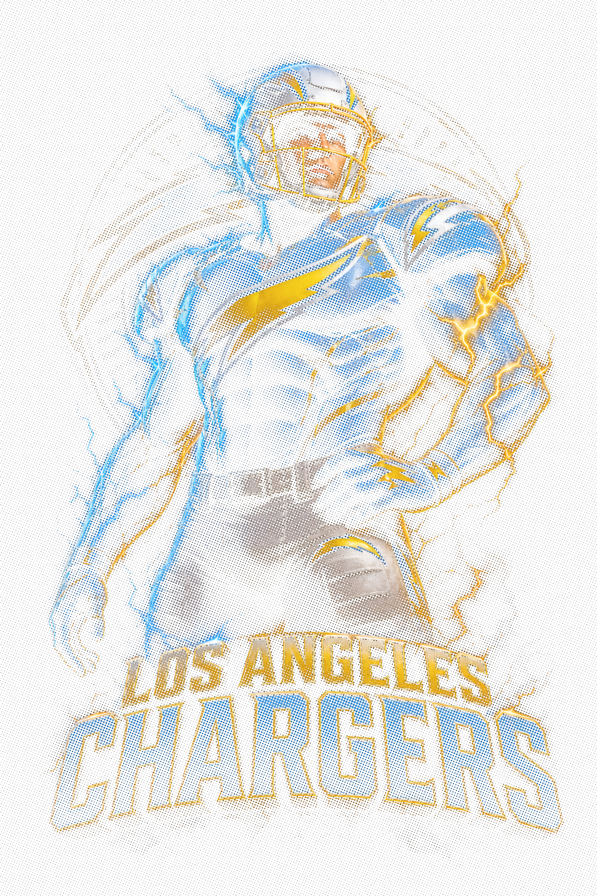 Los Angeles Chargers Gridiron Halftone (Black Background)
