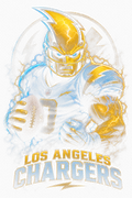 Los Angeles Chargers Gridiron Halftone (Black Background)