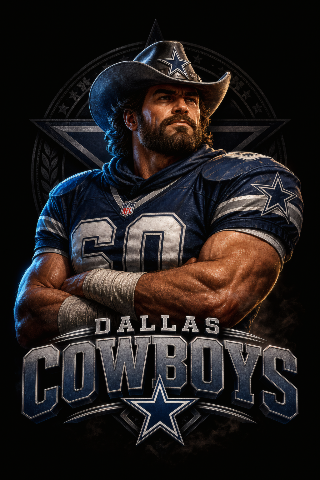 Dallas Cowboys Gridiron3 Halftone (Black Background)