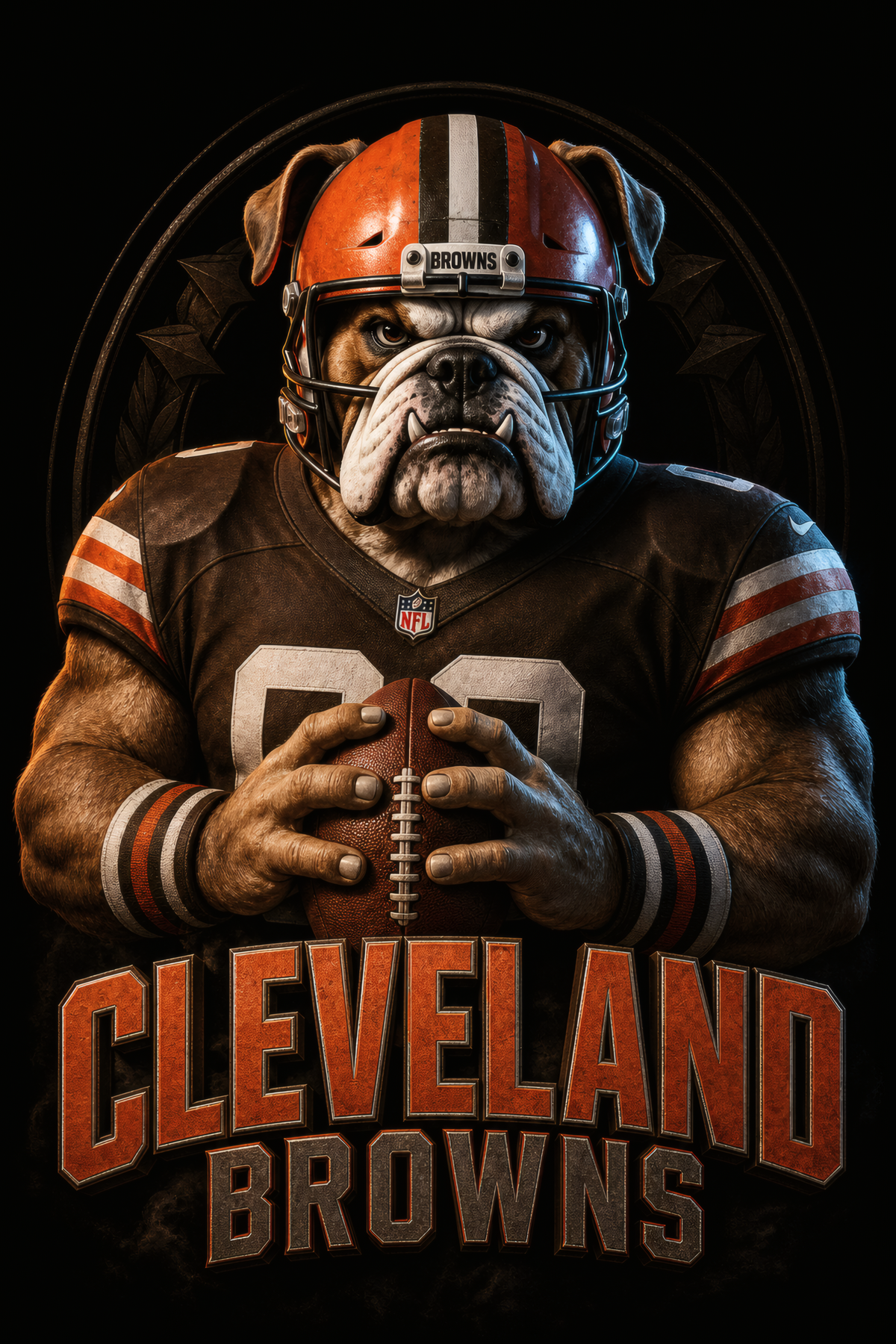 Cleveland Browns Gridiron Halftone (Black Background)