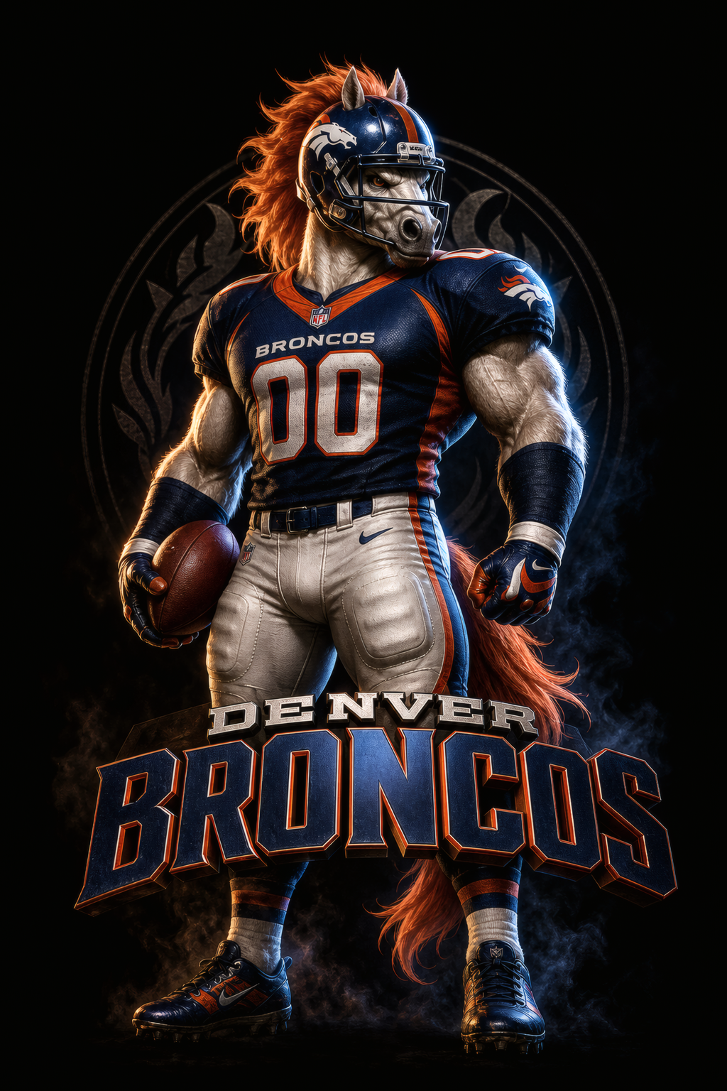 Denver Broncos Gridiron3 Halftone (Black Background)