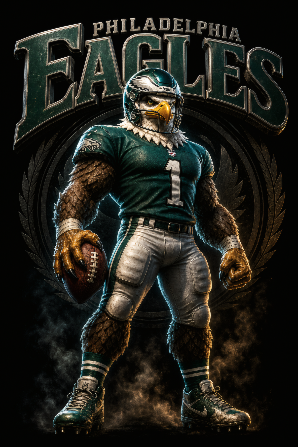 Philadelphia Eagles Gridiron Halftone (Black Background)