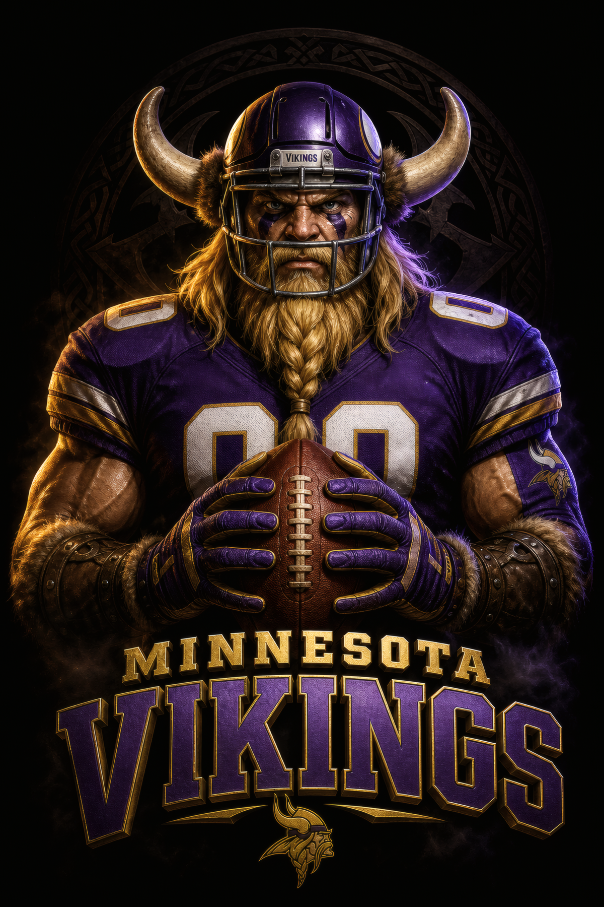 Minnesota Vikings Gridiron Halftone (Black Background)