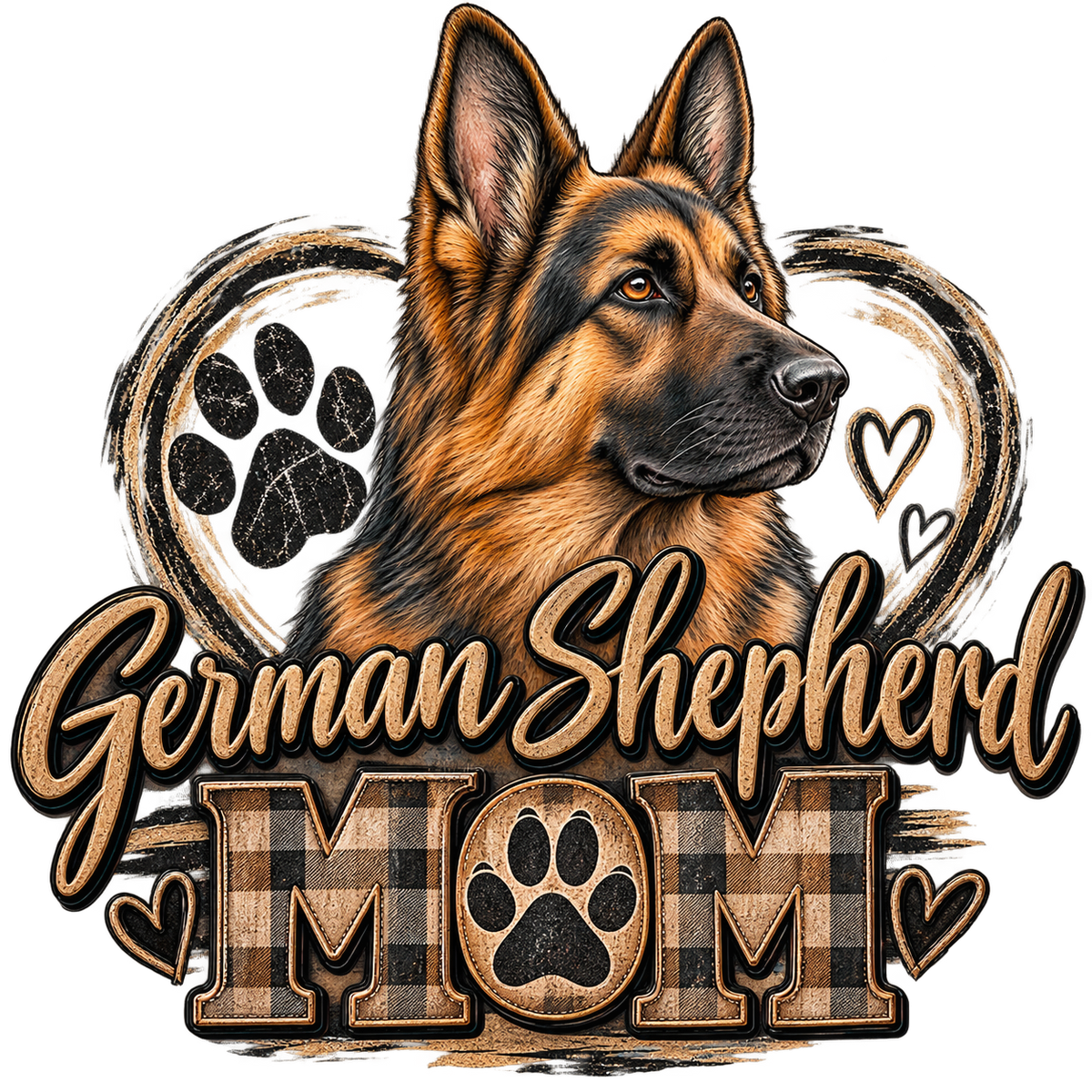 German Shepherd Mom Buffalo Plaid DTF transfer
