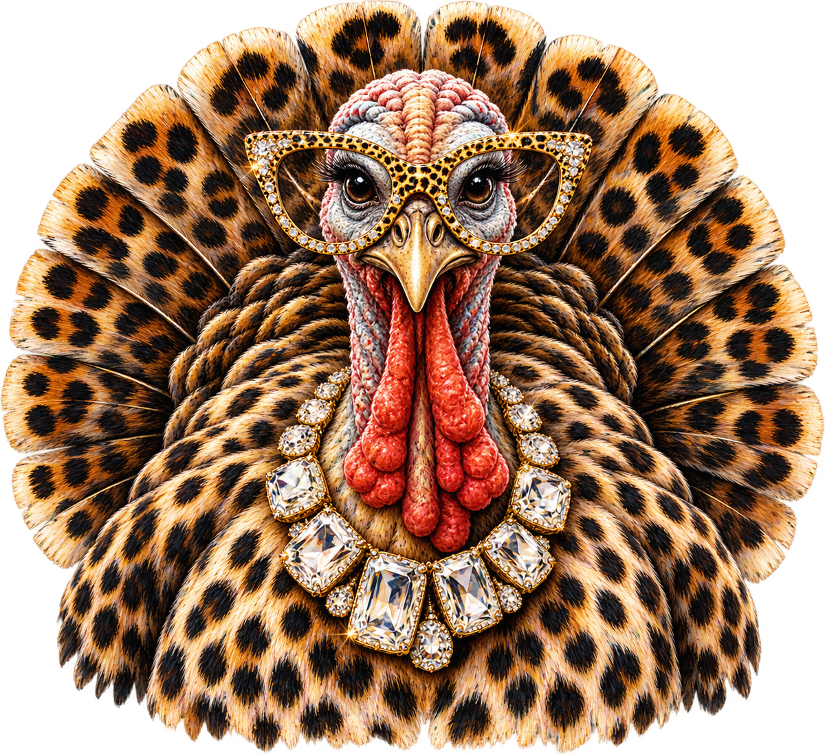 Bedazzled Leopard Print Turkey DTF transfer