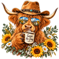 Highland Cow Coffee Cowboy DTF transfer
