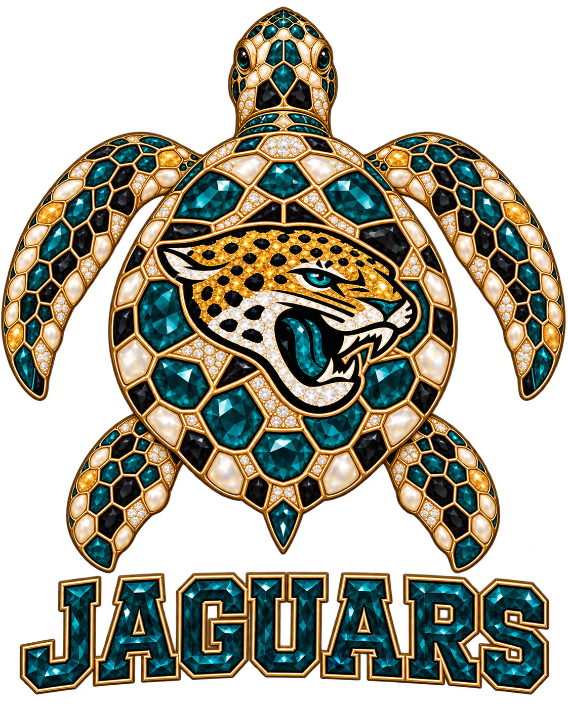 Jacksonville Jaguars Jeweled Sea Turtle DTF transfer