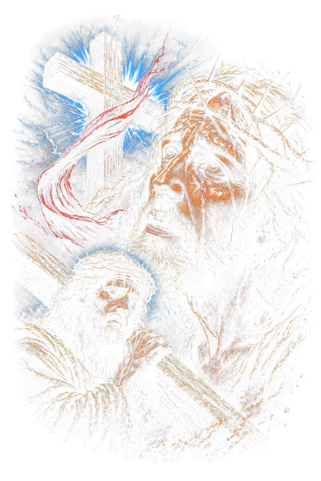 Jesus Carrying the Cross shown on a black background