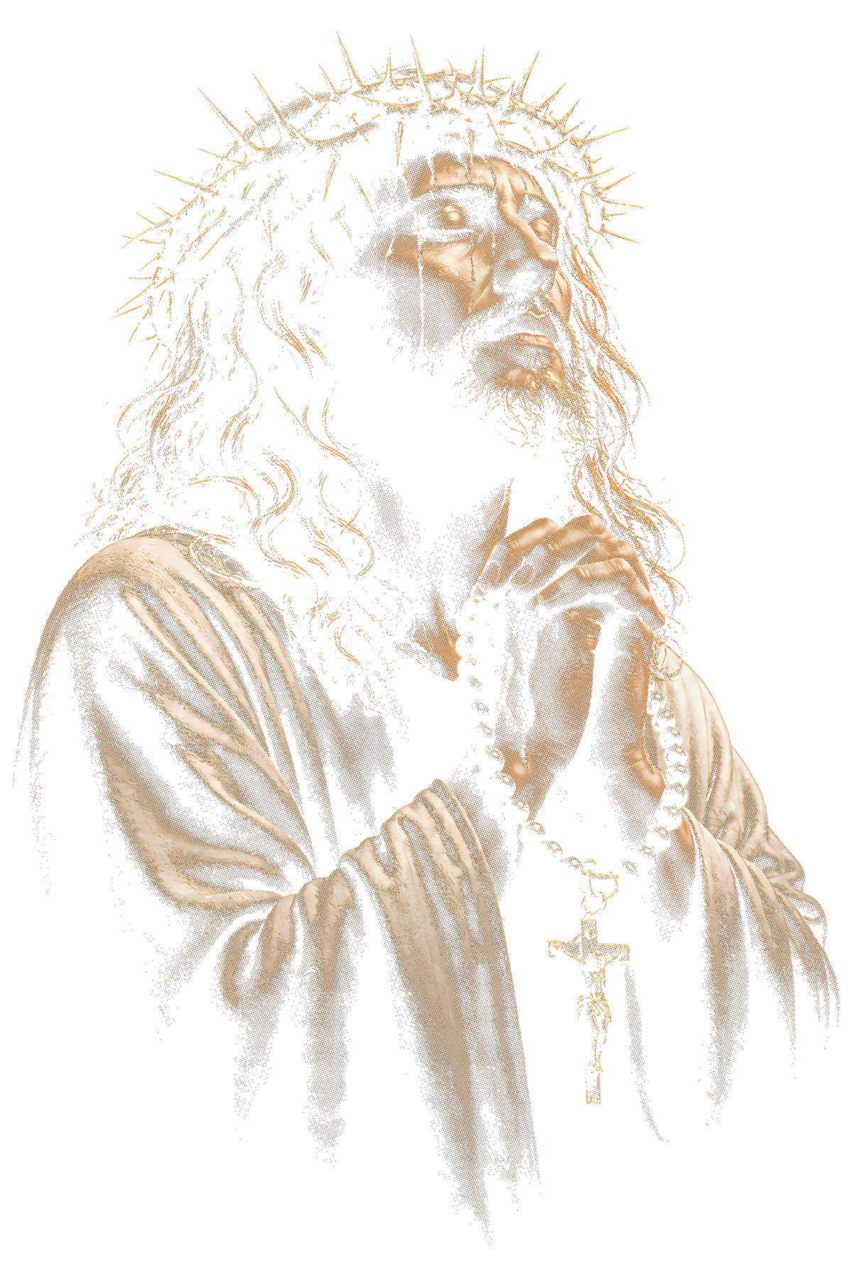Jesus in Prayer shown on a black background