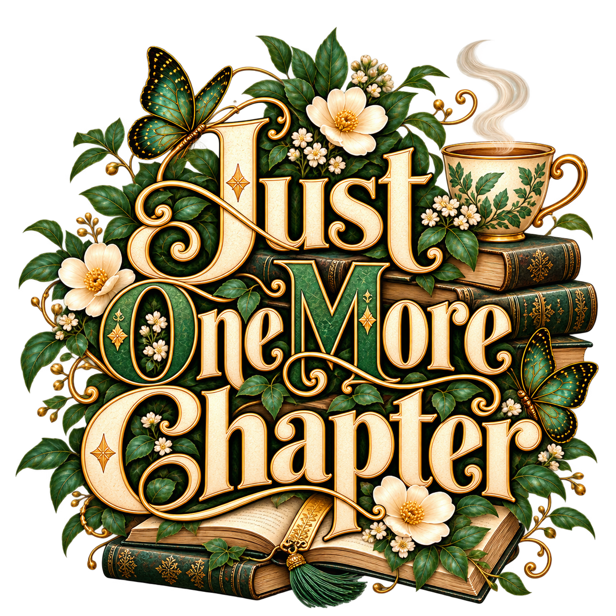 Just One More Chapter Floral DTF transfer