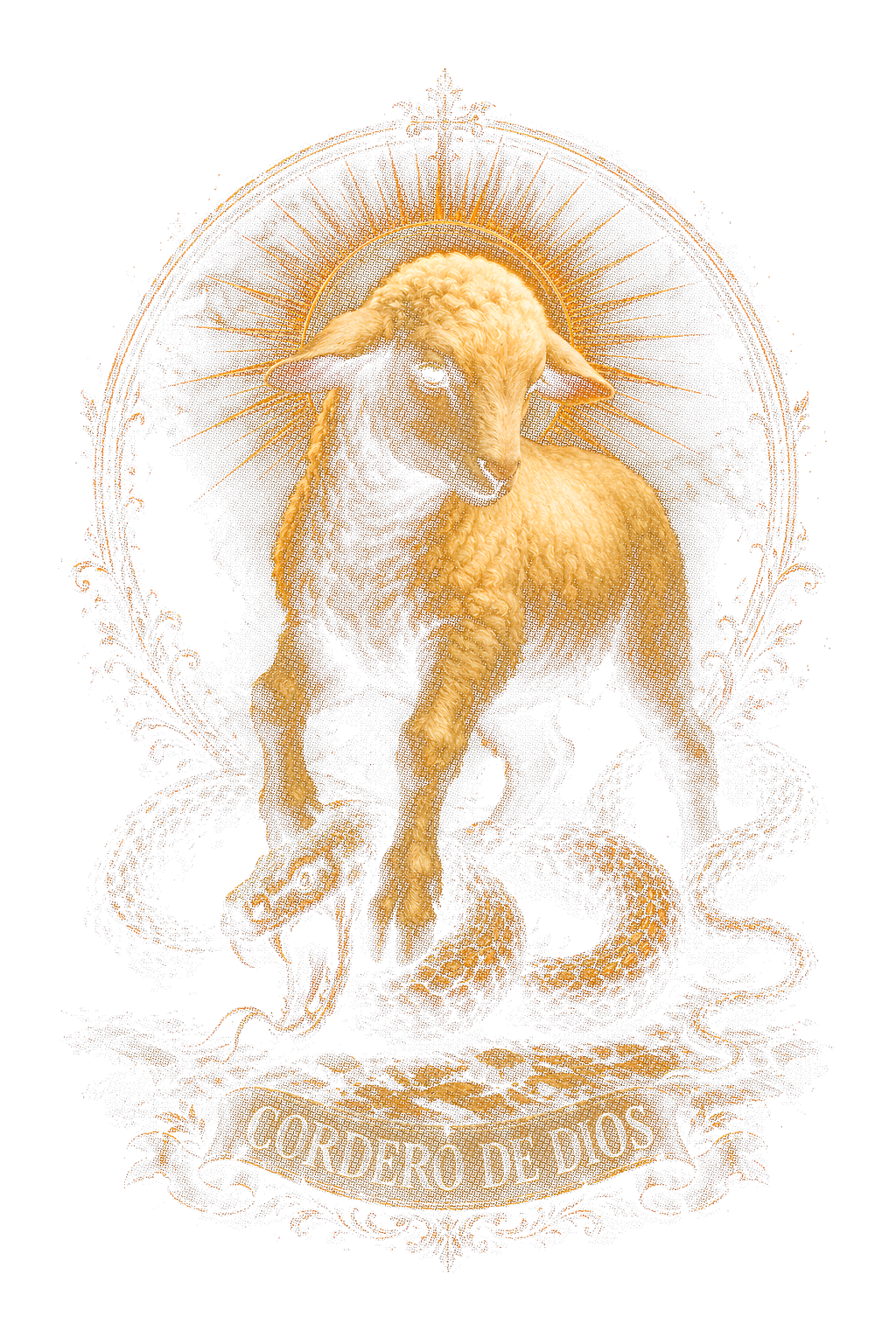 Lamb of God shown on a black background