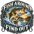Fish Around Find Out Leaping Bass Crest DTF transfer