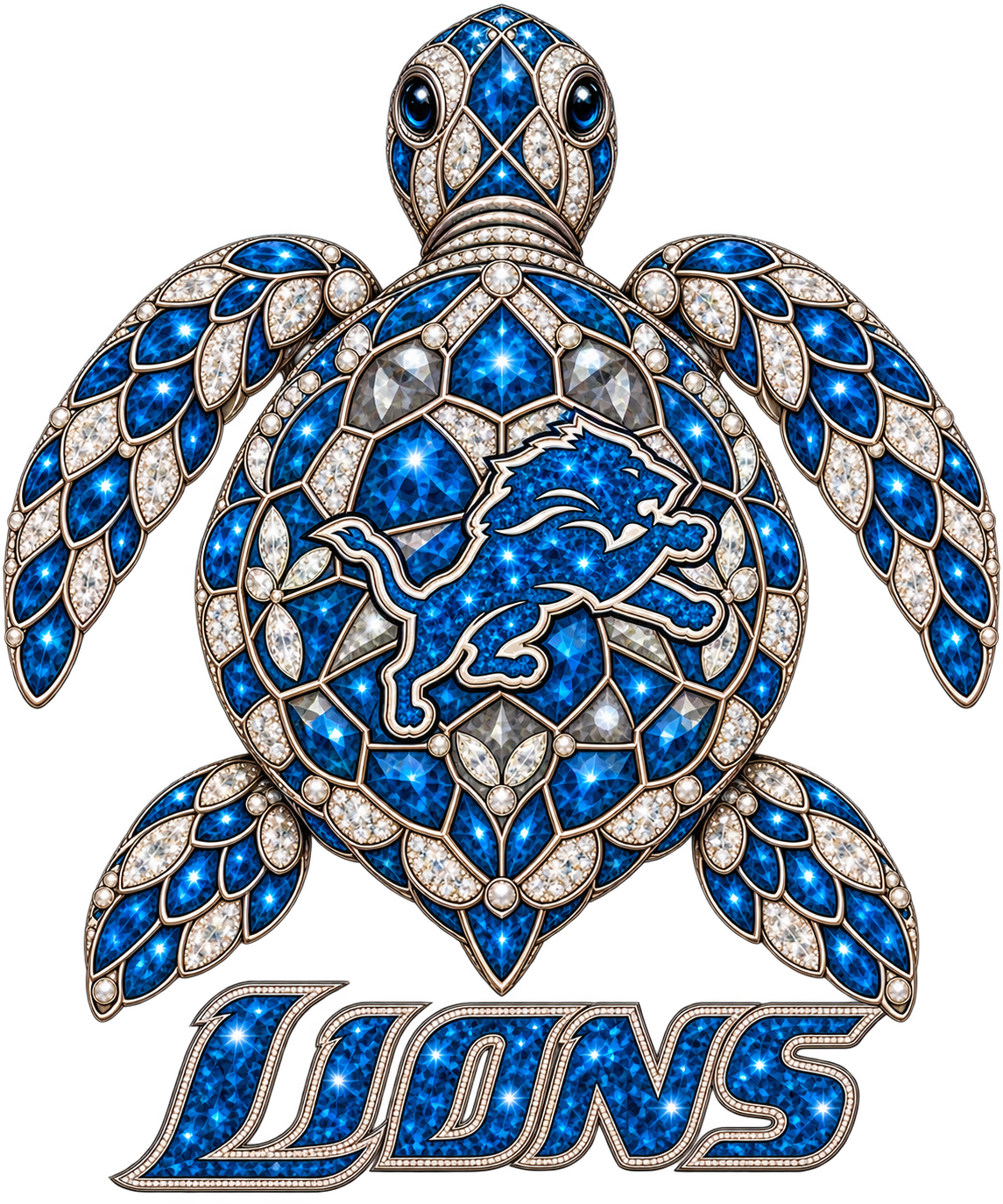 Detroit Lions Jeweled Sea Turtle DTF transfer