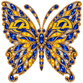 Los Angeles Rams Jeweled Butterfly DTF transfer