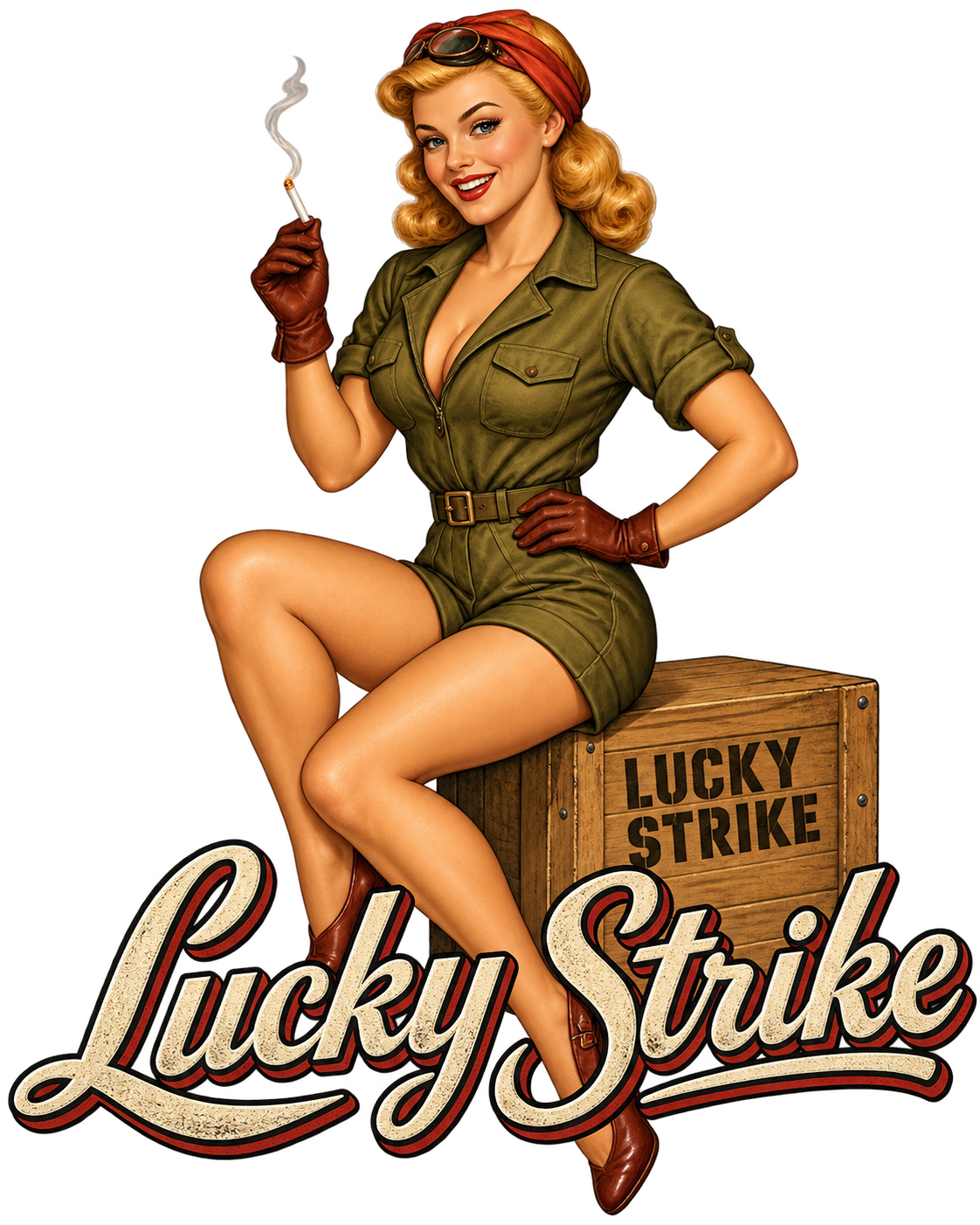 Lucky Strike Pin-Up Nose Art DTF transfer
