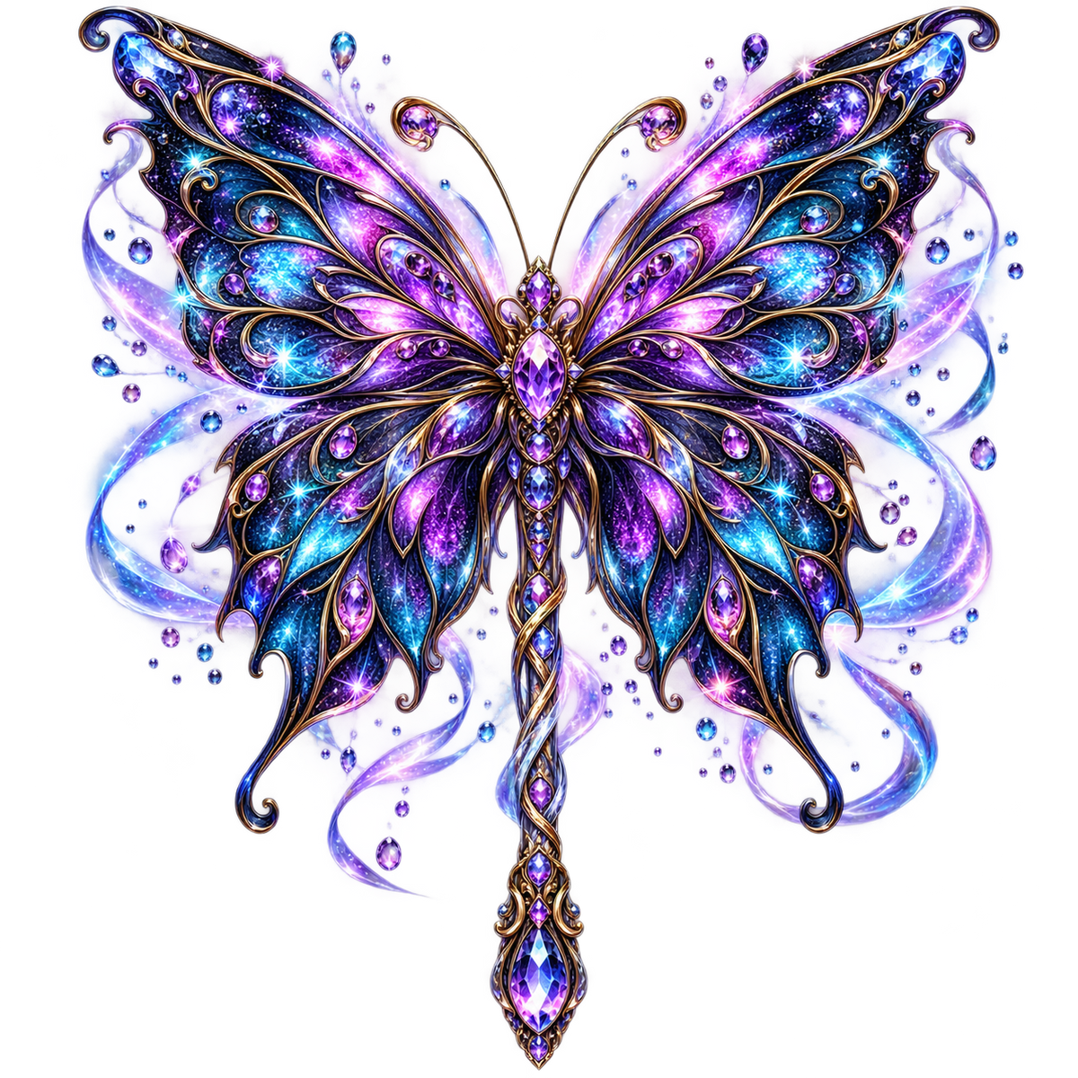 Purple Crystal Butterfly Wand DTF transfer