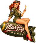 Miss Fire WWII Pin-Up Nose Art DTF transfer