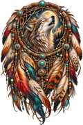 Moonlit Howling Wolf Dreamcatcher DTF transfer
