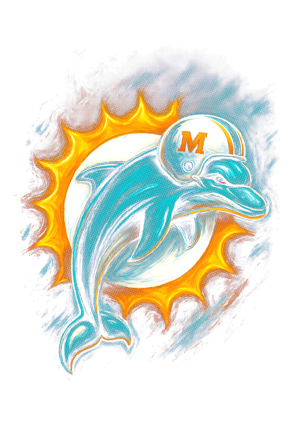 Dolphins "Halftone" (Black Backround)
