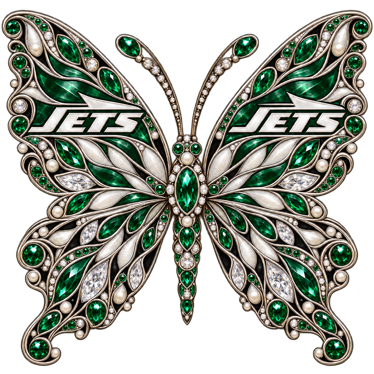 New York Jets Jeweled Butterfly DTF transfer