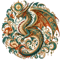 Nordic Dragon DTF transfer design on white background