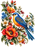 Nordic Floral Bird DTF transfer design