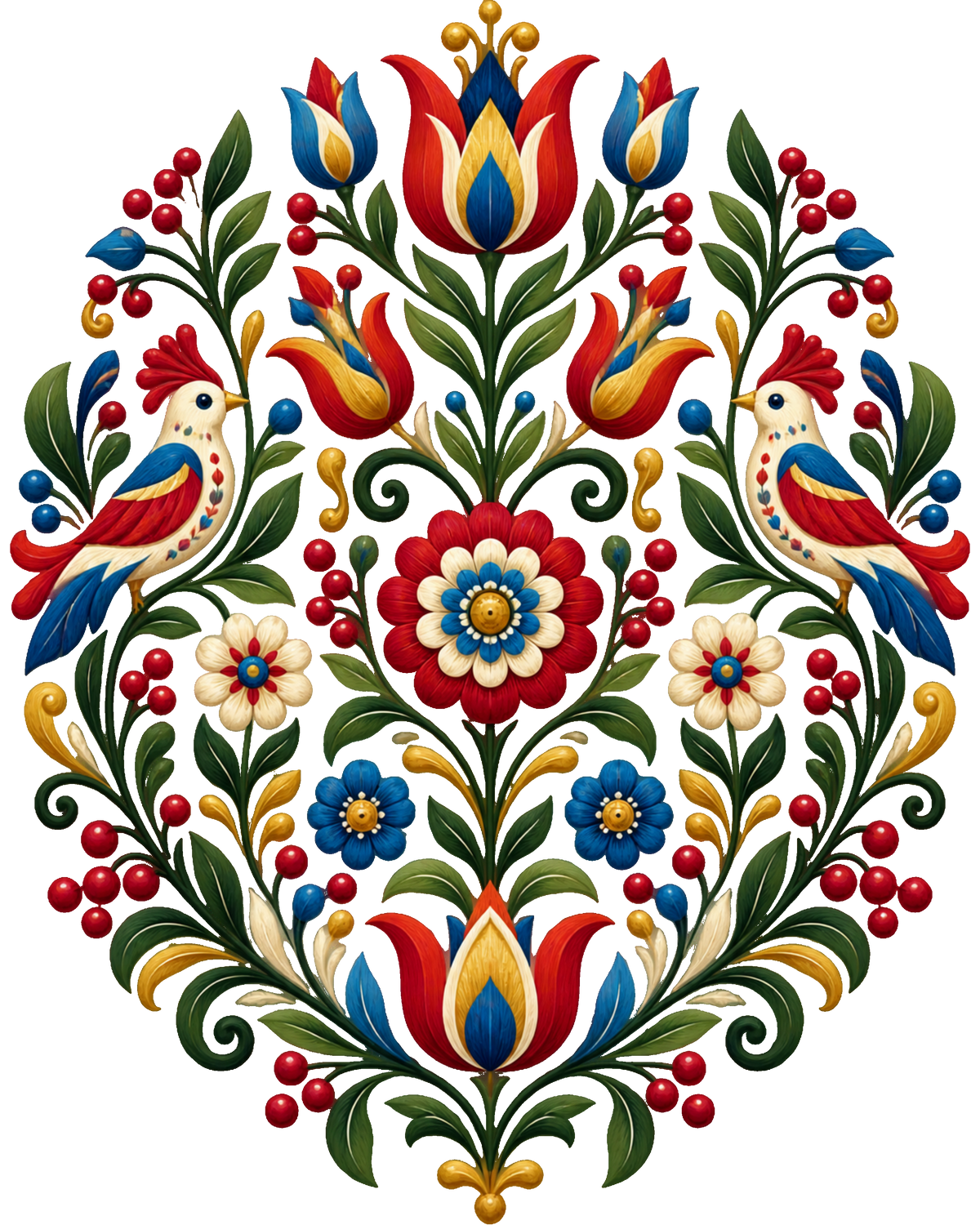 Nordic Floral with Birds DTF transfer design