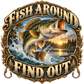 Fish Around Find Out Ornate Bass Emblem DTF transfer