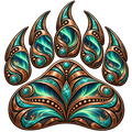 Copper and Turquoise Bear Paw DTF transfer