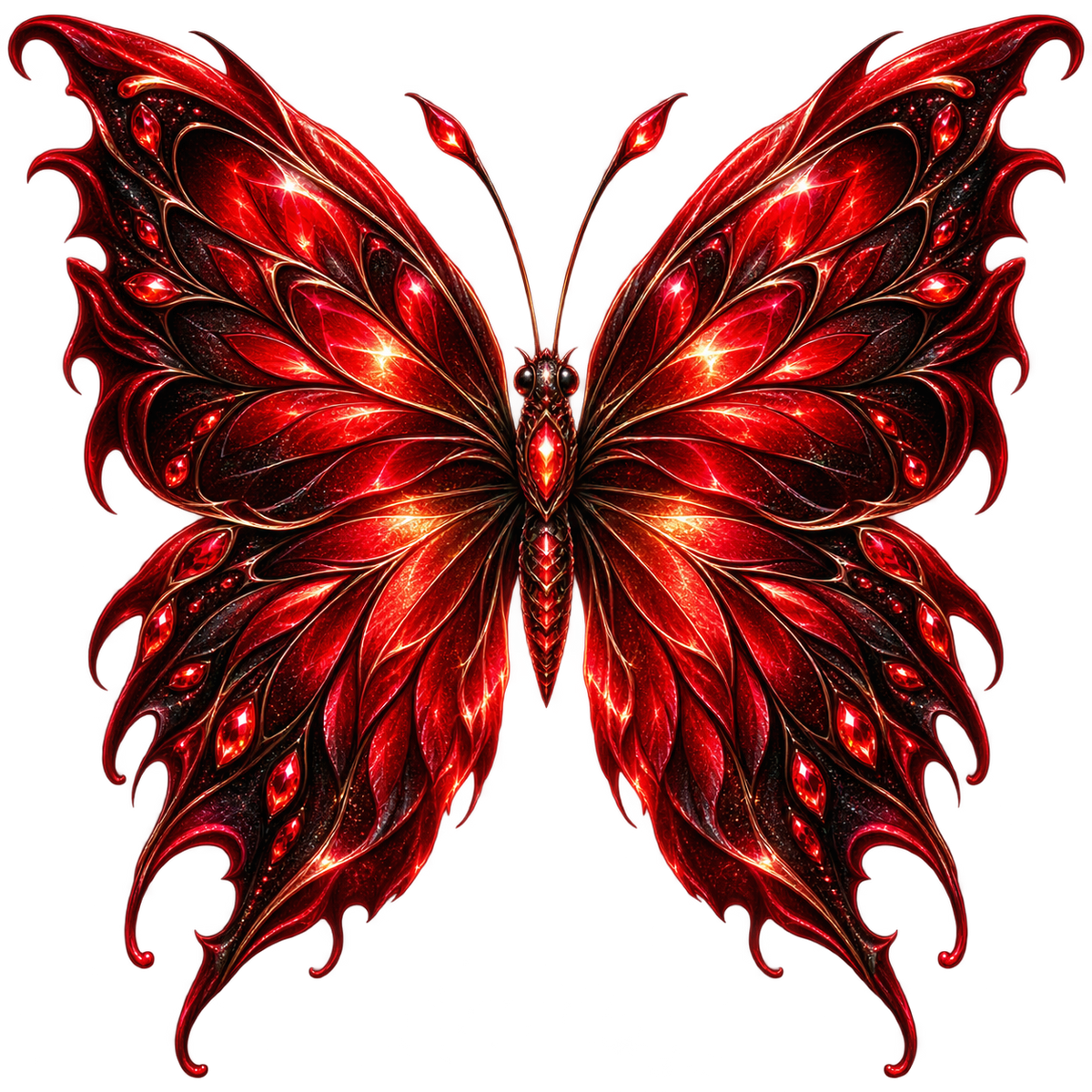 Crimson Jewel Butterfly DTF transfer