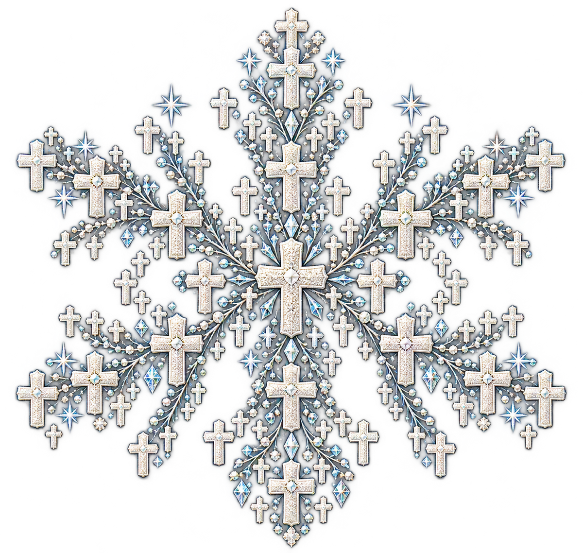 Icy Cross Snowflake DTF transfer