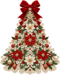 Ornate Lace Christmas Tree with Velvet Bow DTF transfer