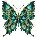 Teal and Gold Jewel Butterfly DTF transfer