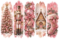 Pink and Gold Christmas Panels DTF transfer
