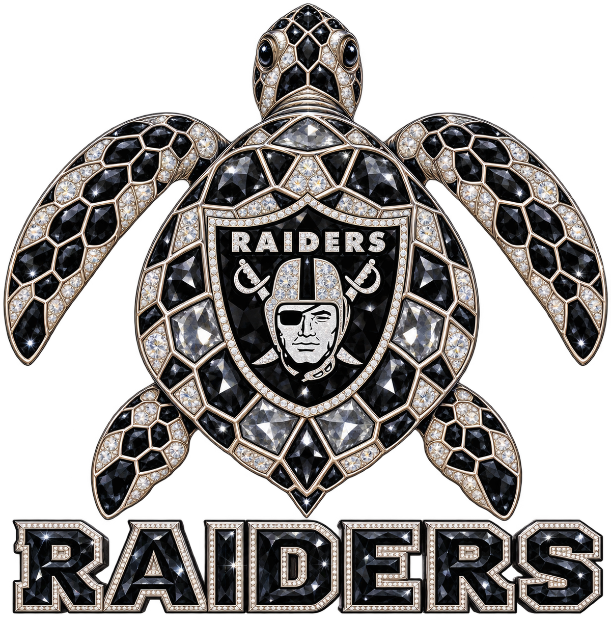 Las Vegas Raiders Jeweled Sea Turtle DTF transfer