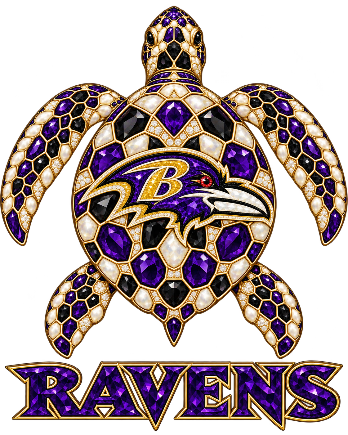 Baltimore Ravens Jeweled Sea Turtle DTF transfer