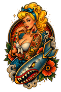 Blonde Shark Bomb Pin-Up DTF transfer