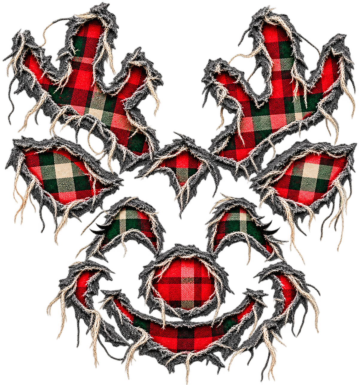 Ripped Plaid Reindeer Face DTF transfer