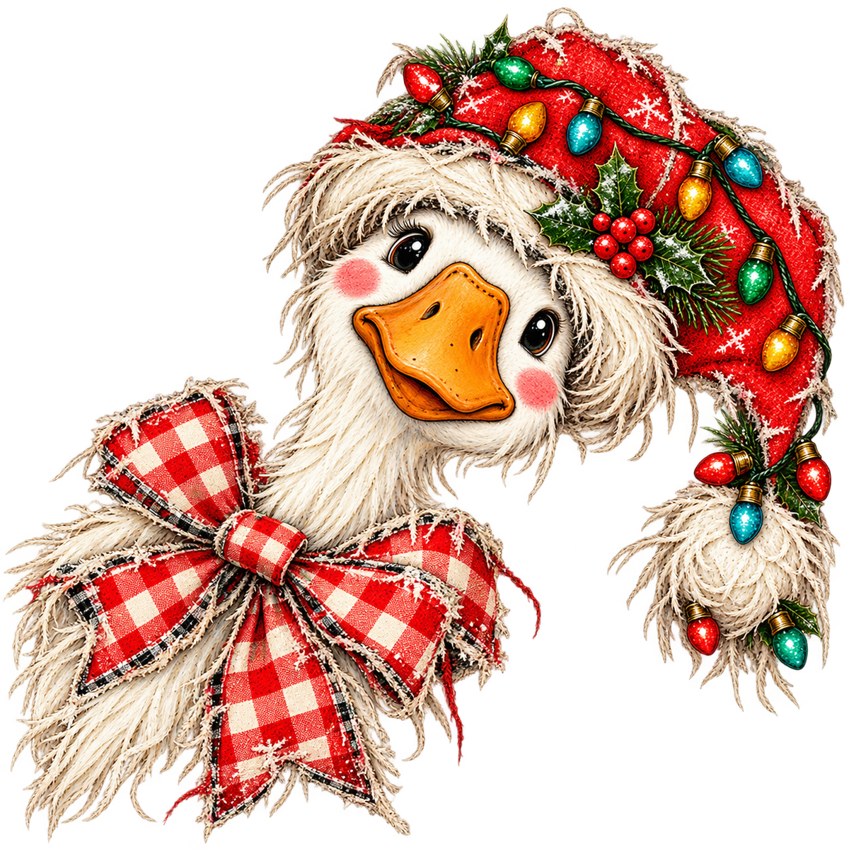 Christmas Goose with Lights and Bow DTF transfer