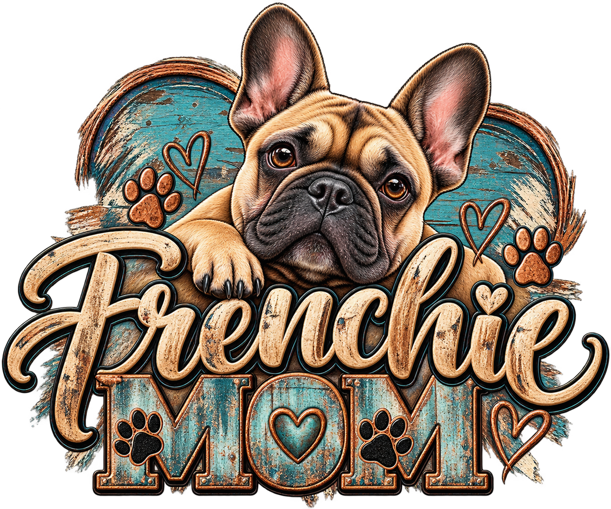 Frenchie Mom Rustic Heart DTF transfer