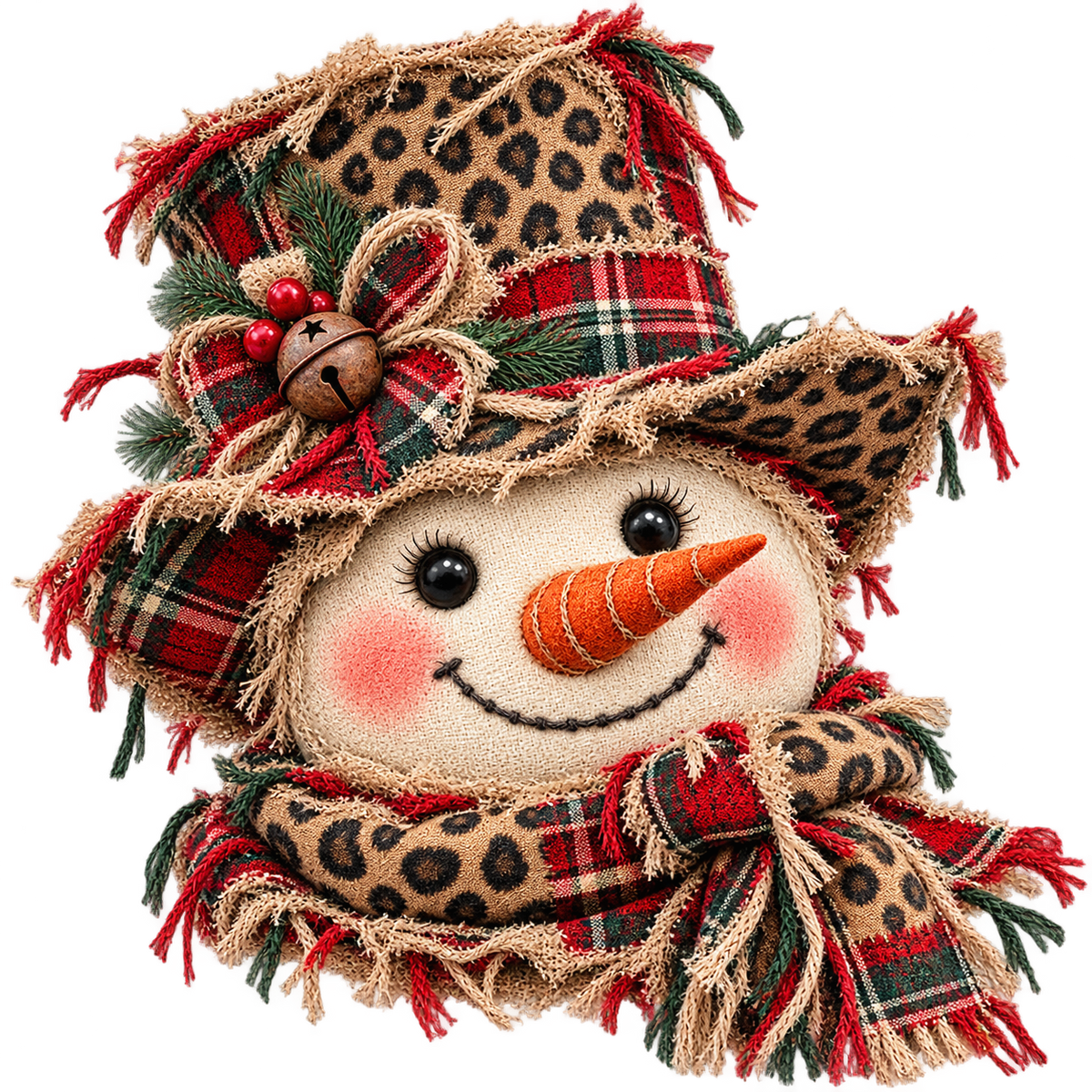 Rustic Patchwork Snowman DTF transfer
