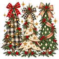 Rustic Plaid Christmas Tree Trio DTF transfer