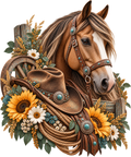 Rustic Western Horse with Cowboy Hat DTF transfer