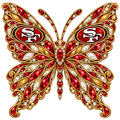 San Francisco 49ers Jeweled Butterfly DTF transfer