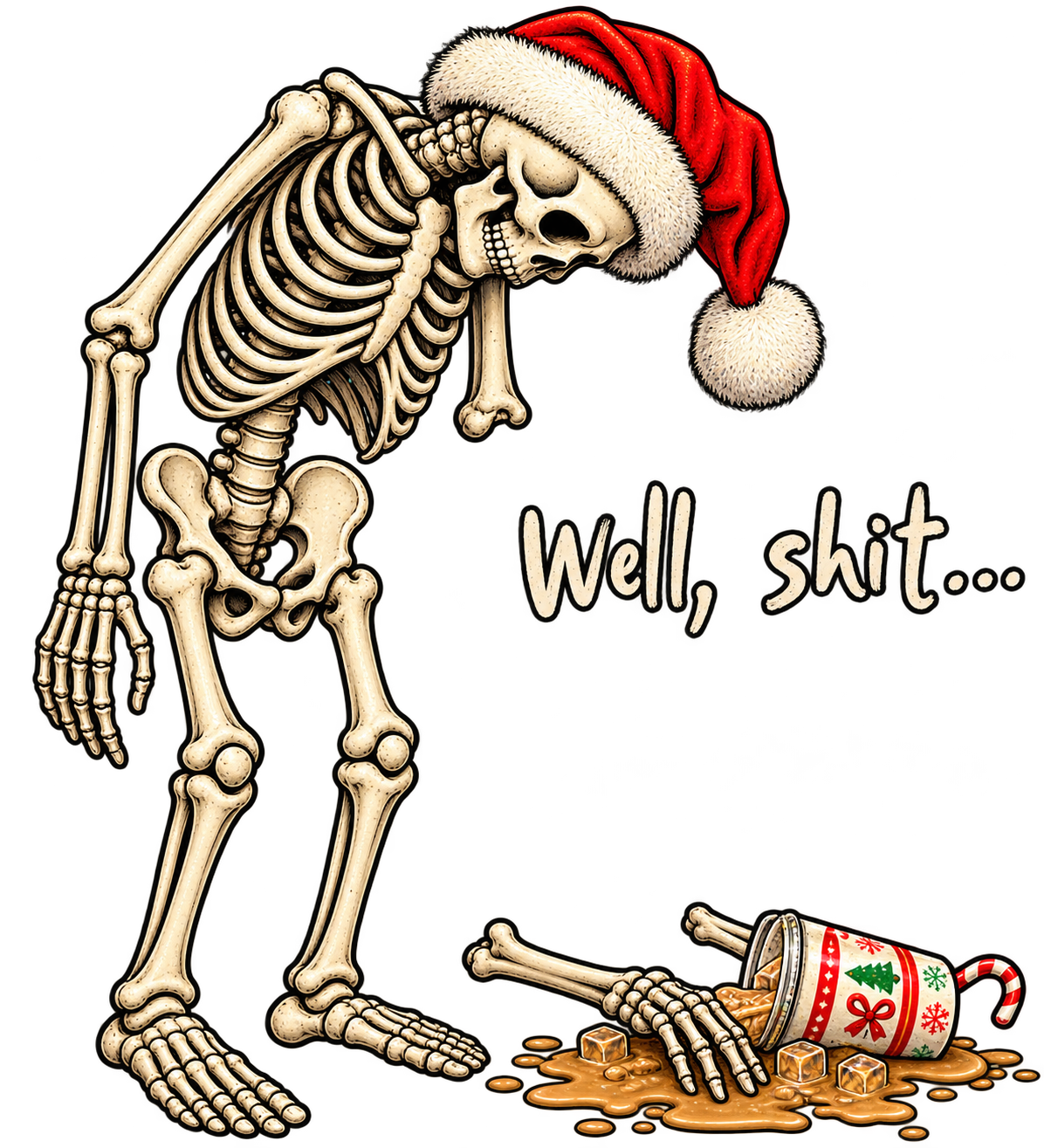 Well Shit Santa Skeleton DTF transfer