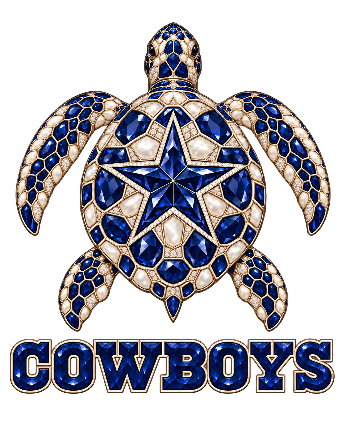 Dallas Cowboys Jeweled Sea Turtle DTF transfer